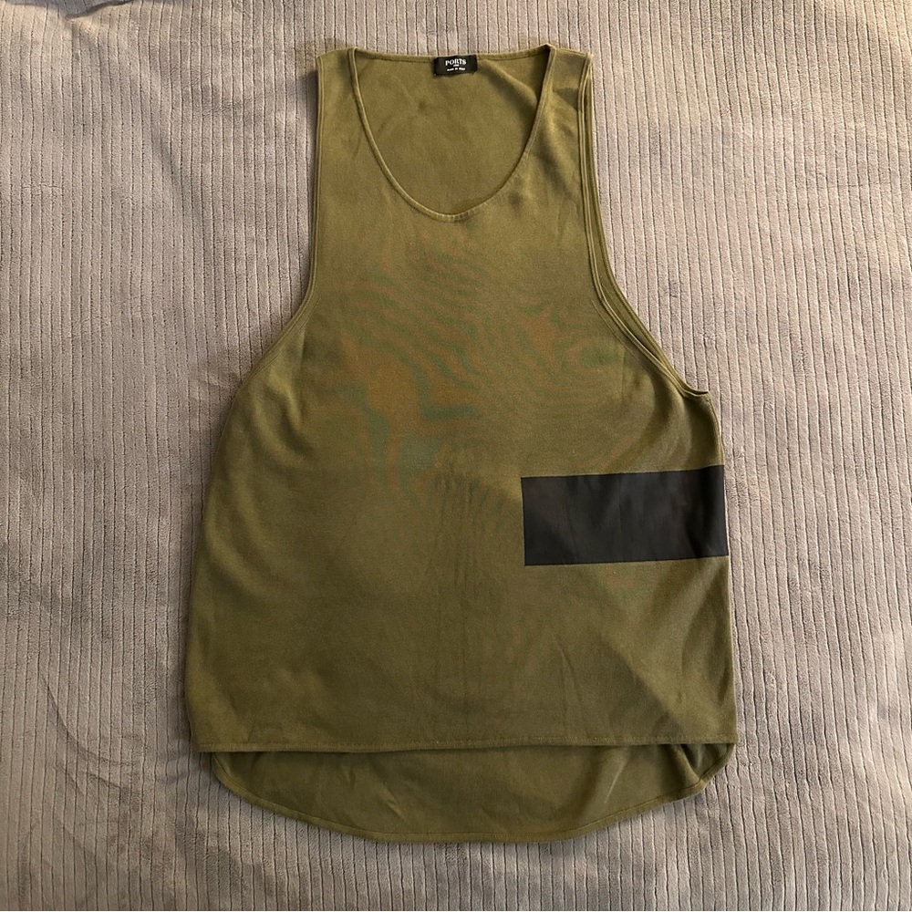 Ports 1961 Green Sleeveless Tank Top with Black Accent